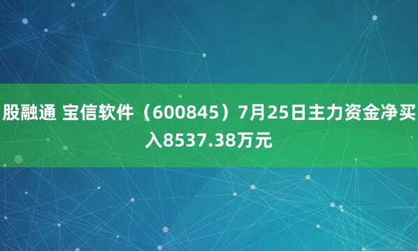 股融通 宝信软件（600845）7月25日主力资金净买入8537.38万元