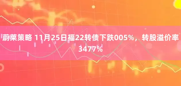 蔚莱策略 11月25日福22转债下跌005%，转股溢价率3477%